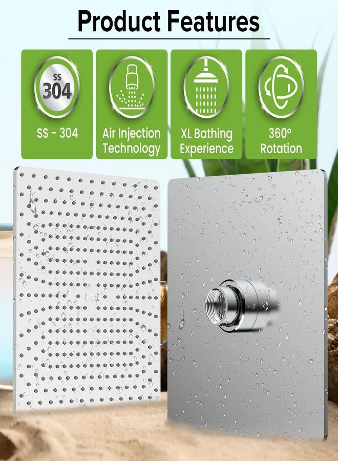 BIUT 8x8” Breeza Square Overhead Shower SS-304 Grade Soft Flow Stainless Steel Polished Chrome Finish High Pressure Showerhead with Silicone Nozzle Without Arm Rain Showers for Bathroom (1Pc) - Image 3